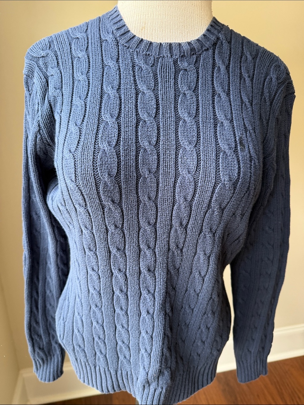 Ralph Lauren Blue Cable-Knit Crewneck Sweater